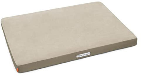 Doctor Bark | Ortopedisk hundmadrass med gosig fleece-liggyta, tvättbar liggkudde för stora hundar (L – 100 x 70 cm, beige – guldbrun)