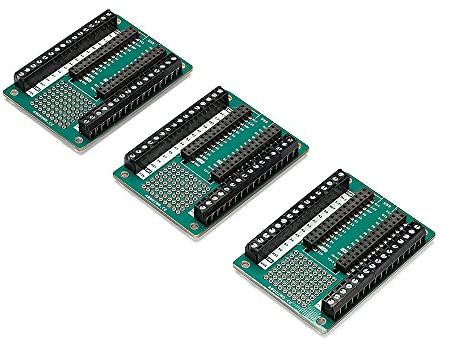 Arduino Nano Screw Terminal Adapter (3 Boards Pack) [ASX00037-3P] - Paquete de 3 adaptadores de terminales de tornillo para placas Arduino Nano, ideal para conexiones robustas y proyectos electrónicos