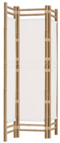 vidaXL 3-TLG. Paravent Faltbar 120 cm Bambus und Canvas