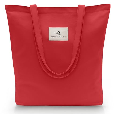 Emma Jonasson Bolsa de Yute - Elegante Bolso de la Compra con Cremallera y Bolsillo Interior, Asa Larga - Perfecto Como Bolso de Mano, Para Hombro y Compras
