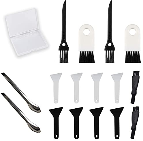Black Scrapers and White Scrapers,Gristor Brushes and Spoons Kit with Cleaning Tools for Herb Grinder (Black+White Scrapers)