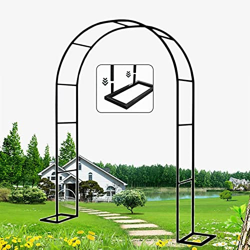 Arche Jardin Aluminium Largeur, Arche À Rosiers Métal, Filet À Plantes Grimpantes, Filet de Treillis, pour Récolte de Concombres, Légume, Vignes, Plantes Grimpantes,Noir,350x220x40CM