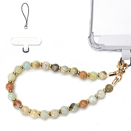 VICHUNHO Marble Beaded Phone Wrist Strap, Cellphone Lanyard with Tether Tab, Hands-Free Wristlet Bracelet