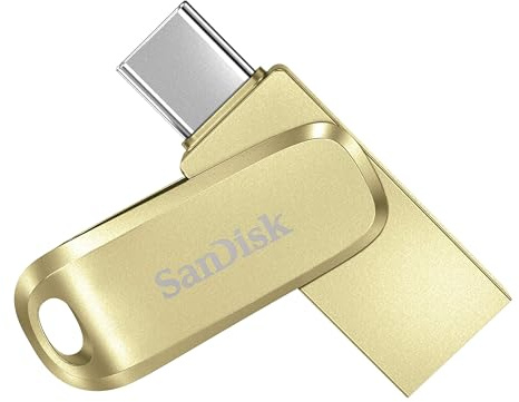SanDisk Ultra Dual Drive Luxe 256GB Unità Flash (Pendrive con connettori USB reversibili di Tipo C e Tipo A, per memoria Telefono, Tablet, Mac e Computer, fino a 400 MB/s, Corpo in metallo) Oro