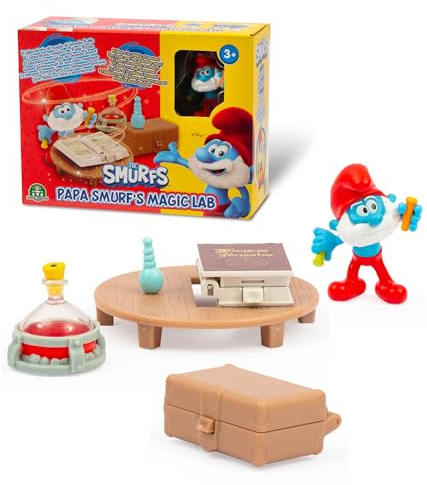 Giochi Preziosi Die Schlümpfe, Großer Schlumpf-Mini-Spielset mit Werkstatt und Zubehör, enthält Exklusive 5,5 cm große Schlumpf-Figur, mit öffnendem Koffer und Buch, spaßig und sicher ab 3 Jahren