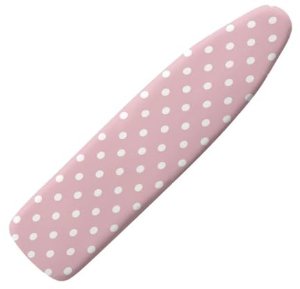 NETILGEN Iron Board Cover with Elastic Edges and Bottom Hook and Loop Protective Covers Resists Scorching Fits Boards up to 140 x 45cm, Pink Polka Dot