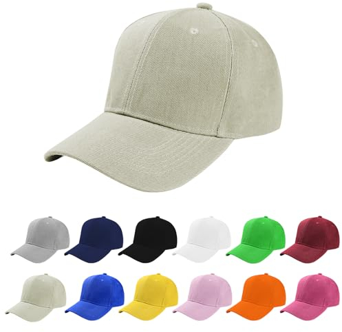 Aomig Basecap Unisex, Freizeit Baseball Cap Herren und Damen, Einstellbare Kappe mit Schirm, Sonnenschutz Baseballkappe für Outdoor Running Tennis Golf Reisen(Cremefarben)