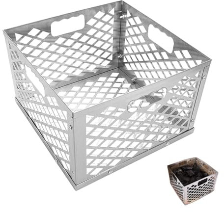 KONTONTY Cestino Per Carbonella in Acciaio Inossidabile Per Barbecue Offset Contenitore Resistente Per Affumicatore Con Flusso Aria Ottimizzato Compatibile Maggior Parte Degli Smoker Uso Lu