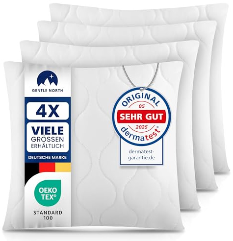 Gentle North Kopfkissen (45x45 cm groß) - 4er Set Kissen für Bett und als Dekokissen - Mit Reißverschluss für Füllung - Sofakissen - Zierkissen für Couch und Sofa - Ökotex - Waschbar bis 60° - Weiß