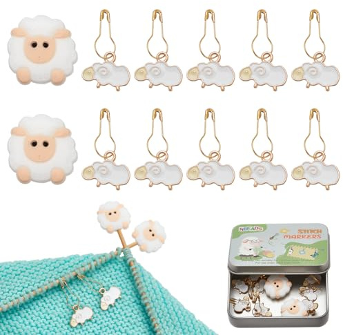 NBEADS 12 Pz Kit Segnapunti, Incluso 10 pz Marcatori Punto Pecora 2 pz Ferma Ferri Maglia Pecora Set di Strumenti per Lavoro A Maglia Fai-Da-Te Set di Marcatori Punto Lavoro A Maglia Smaltati In Lega