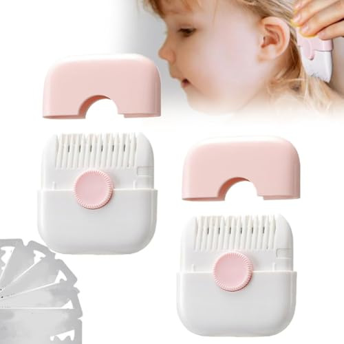 ROFALI Trimpocket Haarschneider/Kamm für Kinder, Trimmtaschenkamm, Spliss-Haarschneider, Haarschneidemaschine und 2-in-1 Pony-Trimmer, doppelseitiger Haarrasierer, Kammschneider (Rosa, 2 Stück)