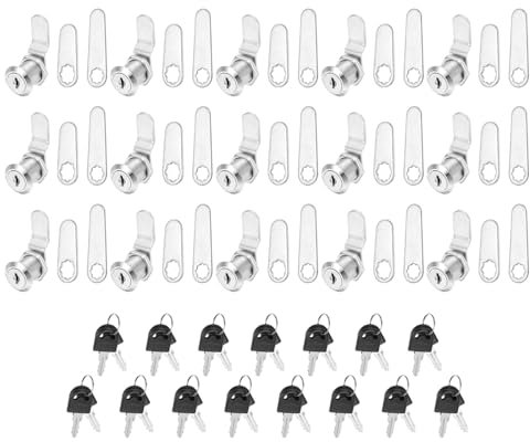 PATIKIL Chiavi Alike per Serrature per Armadi da 3/4 Pollici, 15 Pezzi Serratura a Cam per Sostituzione Cilindro Serratura Cassetto per RV Carrello Archiviazione Cassetta Postale, Argento