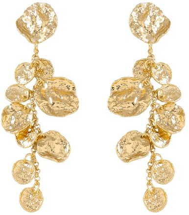 TTPSRY Ohrringe für Damen Unregelmäßige Blütenblatt Ohringe Boho Ohrringe Hypoallergene Ohrstecker Quaste Blumen Ohringe Modeschmuck Earrings (Gold)