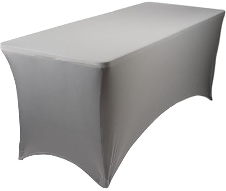 Harbour Housewares Rechteckige Spandex-Tischdecke - 6ft (180cm) - Grau - 1x Elastisch Dehnbar Draußen Garten Falten Anzeige Party Essen Gestell Tisch Tuch Abdeckung mit Stretch