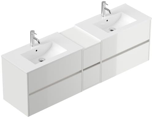 Magnolia Home Badmöbelset Taifun 190cm Farbe Weiss Hochglanz