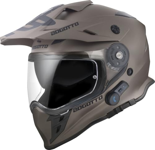 Bogotto H331 BT Bluetooth Casque d’Enduro, Braun Matt, M