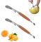 2 Pcs Orange Peeler Professional Curved Grapefruit Knife Stainless Steel Citrus Opening Tool with Wooden Handle for Kitchen