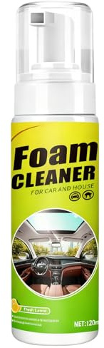 Detergente in schiuma multiuso, 120 ml, detergente per auto, portatile, spray per pulire sedili in pelle, tappeti, finestre, pneumatici, camion, auto