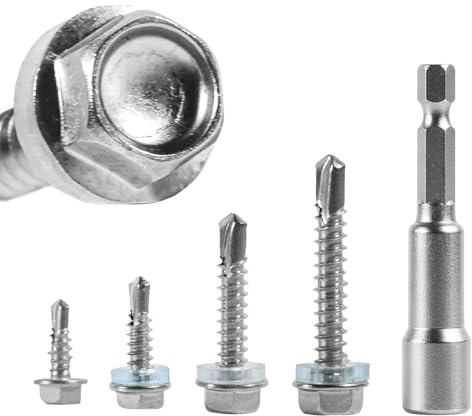 120 Piezas Tornillos Autoperforantes, Tornillos de Cabeza Plana, Tornillos Acero Inoxidable con Llave de Vaso Hexagonal para Plastico Láminas de Metal Madera(M4.8 * 16/19/25/32mm)