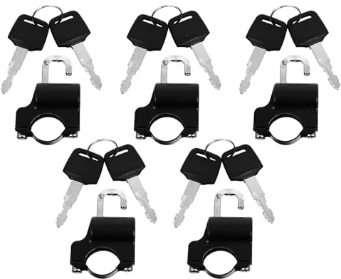 HIAKDOFT 5 Juegos Candado para Casco de Moto Antirrobo con Llave Seguro para Manillar de Protección Antipolizón y Fácil de Usar para Motos Scooters y Ciclomotores