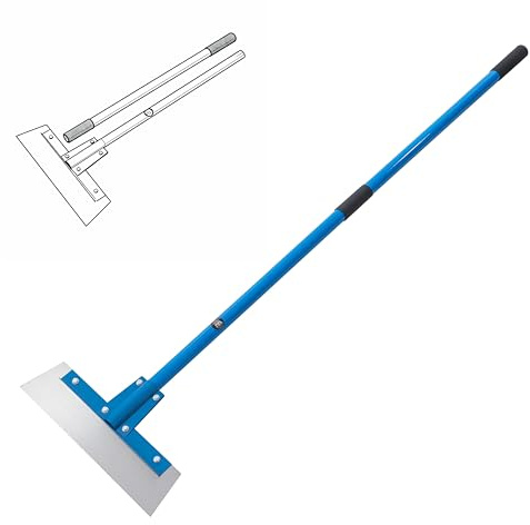 TOPWAY Floor Scraper 400mm Wide with 1450mm Heavy-Duty Fibreglass Detachable Handle for Grout Adhesives Grease Dirt and Grime Removal