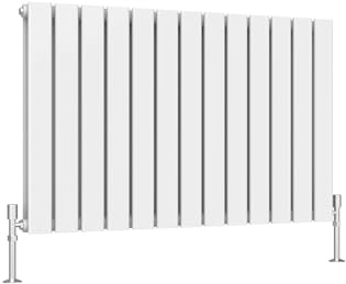 SLINE SANITARY White Flat Panel Designer Radiator 600x884mm Horizontal Double Column Wall Mounted Central Heating Radiator for Bathroom & Living Room