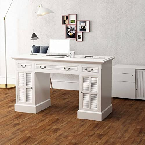 Schreibtisch Sekretär Weiß 140x48x80 cm Elegantes Design Büromöbel für Arbeitszimmer und Schlafzimmer mit romantischer Note