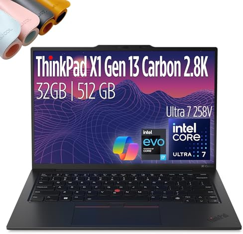 Lenovo ThinkPad X1 Carbon Gen 13-14 2.8K OLED 120hz, Copilot+ PC Ultrabook - Intel Core Ultra 7 258V EVO- 32 GB DDR5-512GB SSD - Backlit, Fingerprint, Wi-fi 7, Win 11 PRO, DESKPAD MAJ