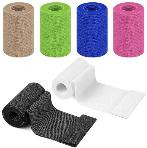 BUTBU 6 Rollos Venda Cohesiva, 7.5CM*4.5M Banda Venda Cinta Bendaje Adhesiva, Tape Crossfit, Esparadrapo Deportivo, Ven-Da Elastica Adhesivap para Muñeca Dedos Lesiones Deportivas, Hinchazón(6 Color)