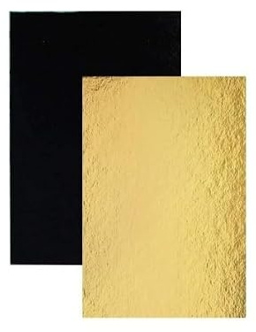 Lot de 5 Supports à Gâteaux - 40x30 cm (Épaisseur 1.2 mm) – Cake Board Rectangulaire en Carton Rigide, Un Côté Doré Brillant et Un Côté Noir, Planches, Semelles pour Gâteaux de Mariages et Pâtisseries