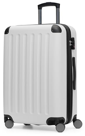 Hauptstadtkoffer Spree – Valigia rigida di medie dimensioni, TSA, 4 ruote, trolley, valigia da viaggio, espandibile, 65 cm, 74 litri, Bianco