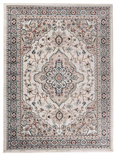 Mazovia Traditioneller Orientalischer Teppich - Weicher Teppich für Wohnzimmer Schlafzimmer Esszimmer - ÖKO-TEX Zertifiziert - AYLA - 180 x 250 cm - Creme
