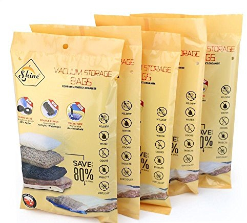 Vacuum Storage Bags With Double Zipper & Turbo Valve - Reusable space savers bag for travel packing. Best Sealer Bags for Clothes, Duvets, Bedding, Pillows, Blankets, Curtains XXL size 90 x 120 CM