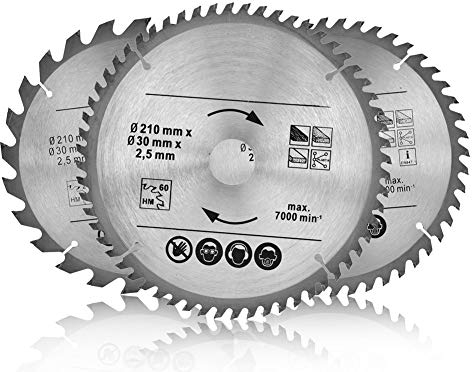 Kreissägeblatt, 3-tlg Sägeblatt 210mm 24T 40T und 48T Handkreissägen mit Maximale 7000 Drehzahl, Bohrung 30 mm, zum Sägen in Holz