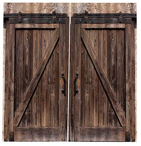 3D Holztür Stil Fenster Vorhang, 170 * 200cm