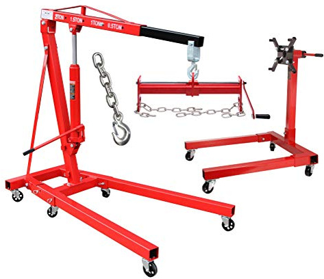 otgerlensker products Motorkran 2000 kg + Balancierer Motorheber + Motorständer 567 KG + extra Kette