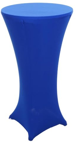 Mendler Set Stehtisch + Stehtischhusse HWC-J30 Ø60cm - Husse blau | Bistrotisch, Tischhusse, klappbar höhenverstellbar