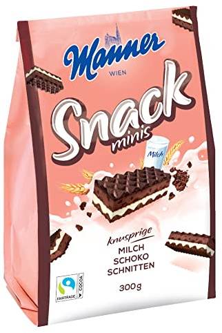 Manner Snack Mini Milch-Schokolade | schokolade Knuspergenuss für Zwischendurch | 1er Pack (1 x 300 g)