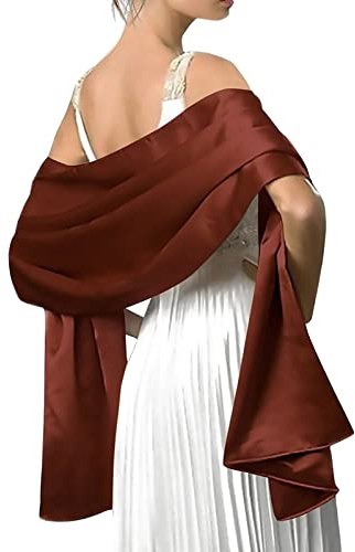 LumiSyne Mujer Satén Gasa Chal Mantón Sedoso Color Sólido Bufanda Pañuelo Ligero Estola Para Fiesta Vestido Boda Novia Dama De Honor Noche