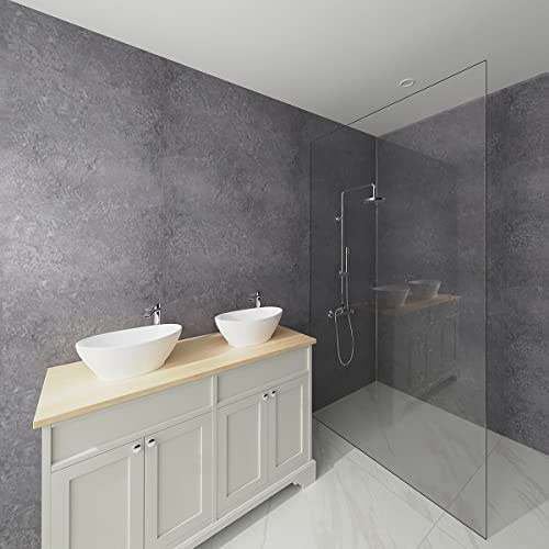 NRG 1mx2.4mx10mm Bathroom Wall Cladding Ceiling PVC Panel Matt Grey 1PCS | Large, Shower Wet Wall Panel, Concrete Matt, for Shower Room, Kitchen, Wet room, Shower Enclosure