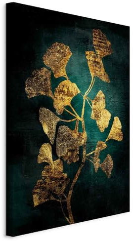 artgeist Acoustic Canvas Wall Art Print Leaves 24x35 in - 1pcs Picture with Acoustic Foam Sound Print Artwork Room Acoustics Soundproofing - Plants Nature Black b-A-0821-b-a