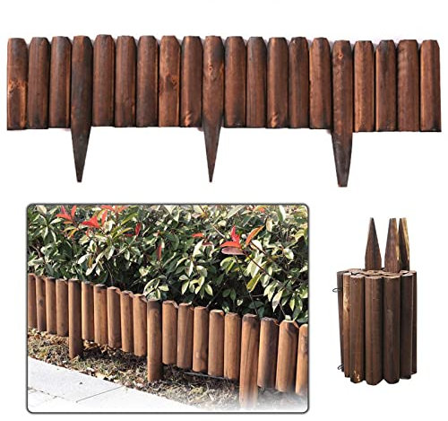 SYLJ Bordatura da Giardino, Recinzione per Bordi da Prato, 1.2 Metri Bordo Legno Flessibile per Aiuole, Palizzata per Vialetti di Prato E Bordo di Landscape (Misurare : 10/15x120CM)
