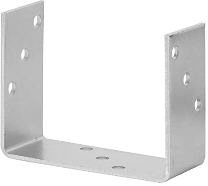 ADGO Sockel der Stange, Mastfuß 150 mm, Anschraubbar, U-förmig, Pfostenträger, Geschraubter Verschraubter Anker, Schrauben, Bodenbefestigungsanker, Mastbefestigungsanker, Stahl Verzinkt, Silber