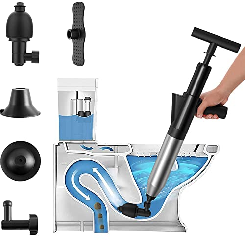 Abflußreiniger, Aufblasbarer Toilettenkolben, Toiletten Luftstößel Multifunktionale Reinigungspumpe, Leistungsstarker Luftablass-Blaster WC Plunger Für Waschbecken/Badewanne/Bodenablauf,Schwarz