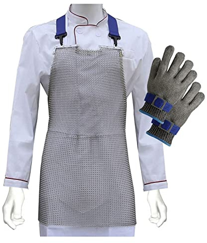 Grembiule Grembiule e guanti in filo metallico resistenti al taglio in metallo, for macellerie, impianti di lavorazione del vetro, officine meccaniche, 5 taglie
