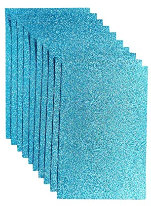 Jtnohx Glitzer Filz, 10pcs Glitzerstoff für Handwerk, 20 x 30 cm Filz zum Basteln Glitzer, Filzstoff Quadrat für Party Projekt Urlaub Festival(Himmelblau)