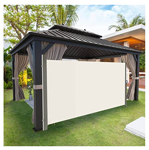 bujnie Seitenmarkise Sonnenschutz Regenschutz Der Ideale Sichtschutz Seitenrollo Wandhalterung für Balkon, Garten (Color : Beige, Size : 63x118inch/160x300cm)
