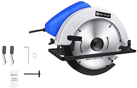 Mini Circular Saw Multi-Material, Electric Heavy Duty Saw Circular with Adjustable 0-45º Diagonal Cutting, Cutting Depth 55mm Circular Saw for Cutting Wood, Plastic, Thin Metal, Blue