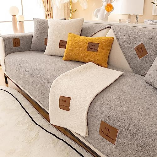 HGTRH Sofa üBerzug L Form Groß Ecksofa, Sofabezug 3 Sitzer Ohne/mit Armlehne, Weicher Plush SofaüBerwüRfe Couch üBerzug Sofaschutz, rutschfest Langlebig Waschbar Sofahusse