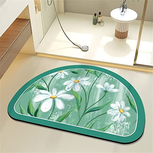 Badezimmerteppich, Badematte Rutschfest, Duschmatte Rutschfest, Duschvorleger, Badvorleger Badteppich Waschbar Teppich Badezimmer, Bathroom Mat, Bath Mat Mats, Bad Teppich, Weiße Blumen-80x120cm